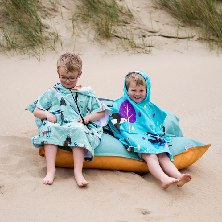 Surfing animals lavaterart  surf poncho kids beach essential accessory  surf ocean playing in the sand brothers junior