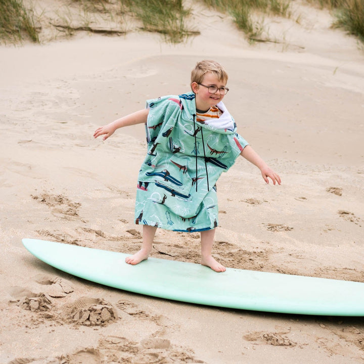 Surfing sloths lavaterart surfponcho junior surf poncho surfboard beach accessory 