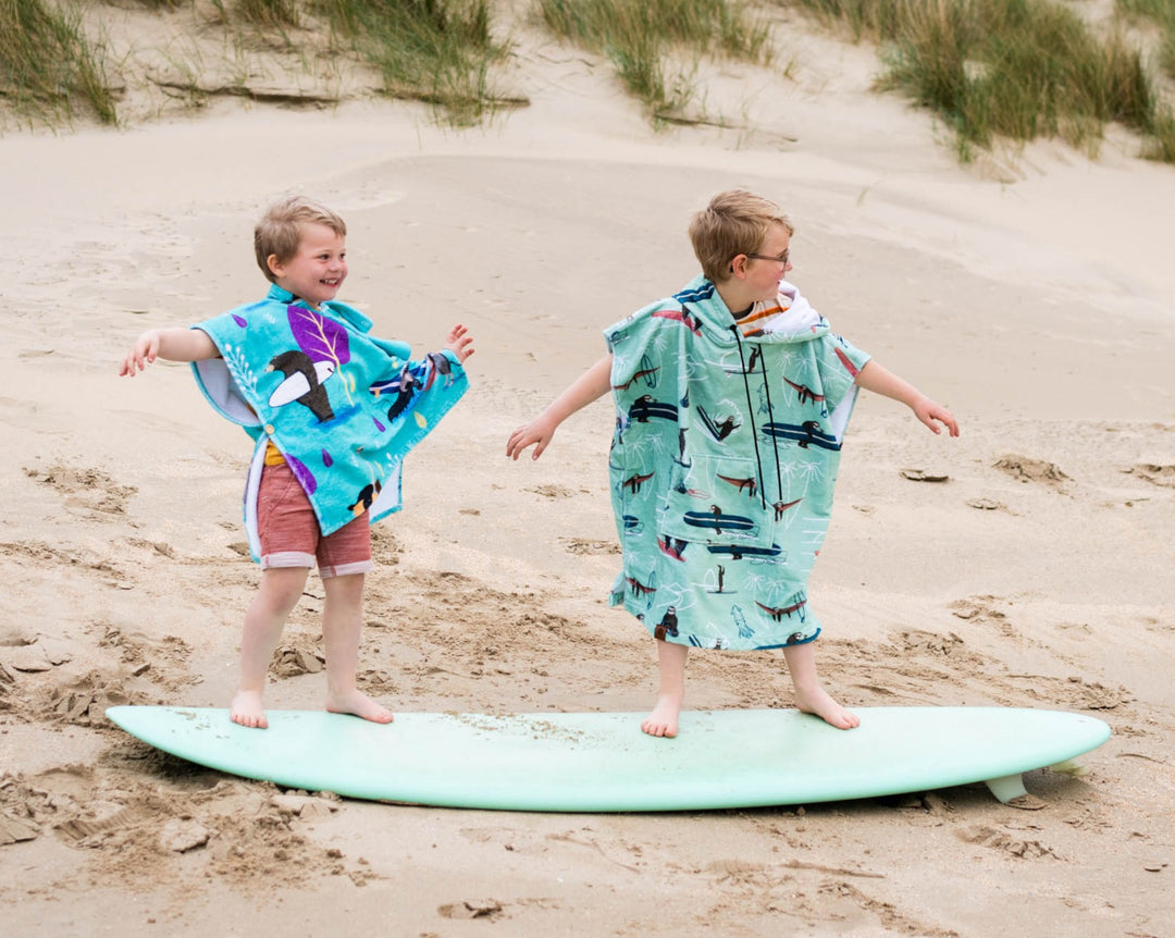 Surfing sloths lavaterart surfponcho junior surf poncho surfboard beach accessory 
