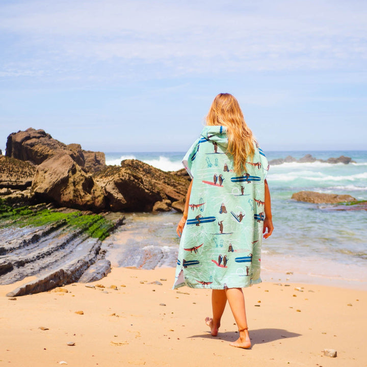 surfing sloths lavaterart surf poncho adult beach essential accessory  surf ocean camping vanlife